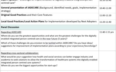 1st JADECARE Stakeholder Forum “Implementation of digitally enabled integrated person-centred care – Needs and Solutions“